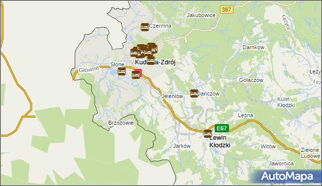 mapa Jeleniów gmina Lewin Kłodzki, Jeleniów gmina Lewin Kłodzki na mapie Targeo