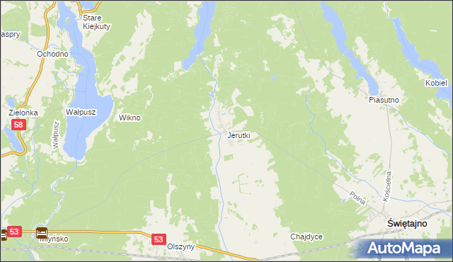 mapa Jerutki, Jerutki na mapie Targeo