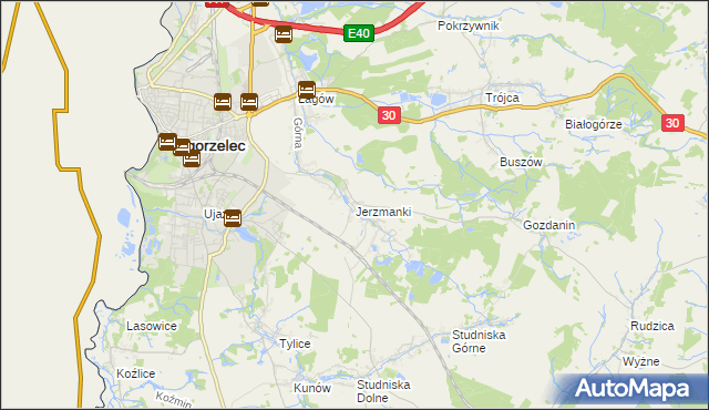 mapa Jerzmanki, Jerzmanki na mapie Targeo