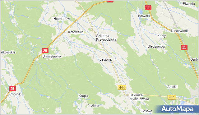 mapa Jesiona gmina Ostrzeszów, Jesiona gmina Ostrzeszów na mapie Targeo