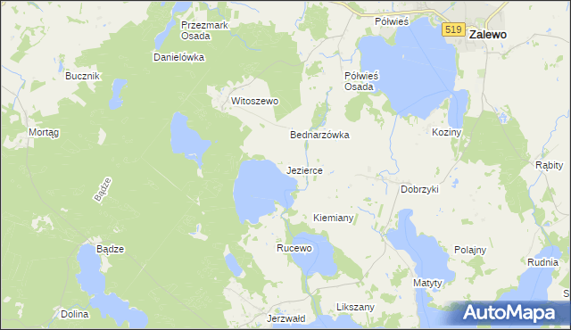 mapa Jezierce gmina Zalewo, Jezierce gmina Zalewo na mapie Targeo
