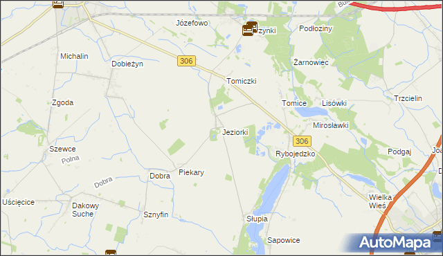 mapa Jeziorki gmina Stęszew, Jeziorki gmina Stęszew na mapie Targeo