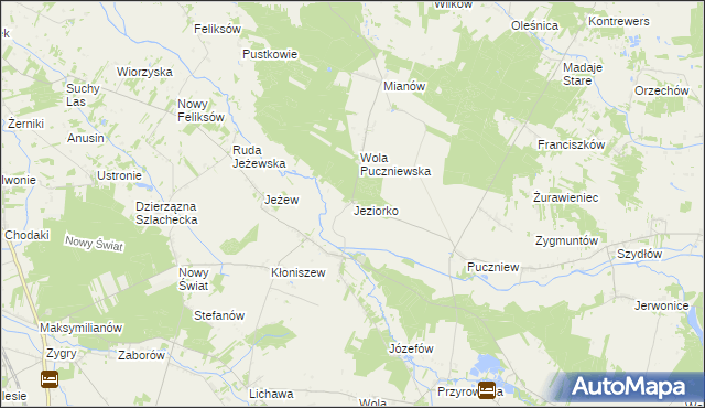 mapa Jeziorko gmina Lutomiersk, Jeziorko gmina Lutomiersk na mapie Targeo