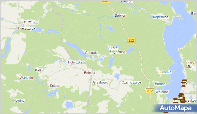 mapa Jeziorno gmina Człuchów, Jeziorno gmina Człuchów na mapie Targeo