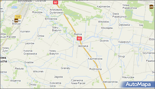 mapa Jeżówka gmina Sochaczew, Jeżówka gmina Sochaczew na mapie Targeo