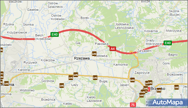 mapa Jodłówka gmina Rzezawa, Jodłówka gmina Rzezawa na mapie Targeo