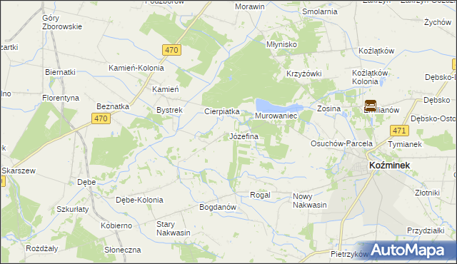 mapa Józefina gmina Koźminek, Józefina gmina Koźminek na mapie Targeo