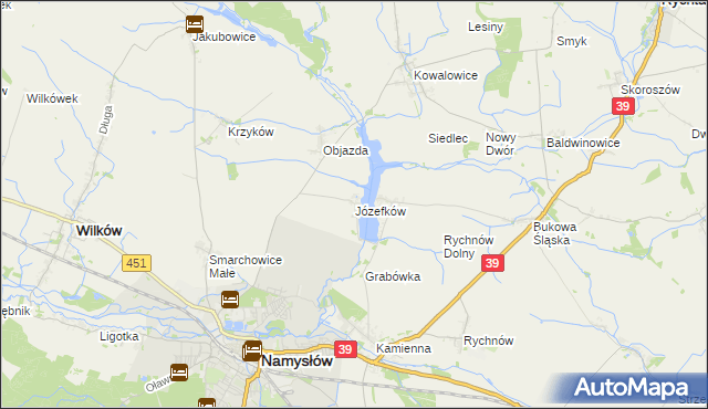 mapa Józefków gmina Namysłów, Józefków gmina Namysłów na mapie Targeo