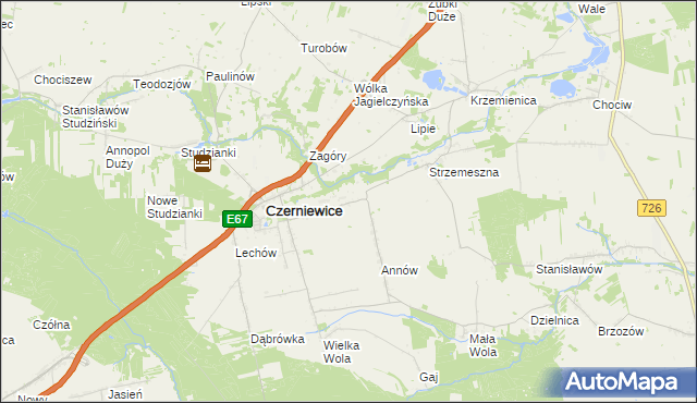 mapa Józefów gmina Czerniewice, Józefów gmina Czerniewice na mapie Targeo