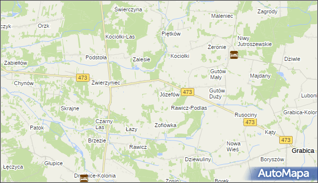mapa Józefów gmina Drużbice, Józefów gmina Drużbice na mapie Targeo