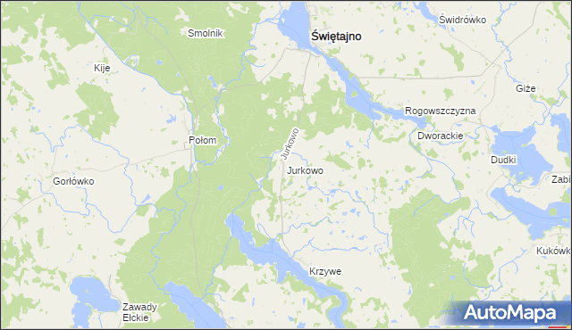 mapa Jurkowo gmina Świętajno, Jurkowo gmina Świętajno na mapie Targeo