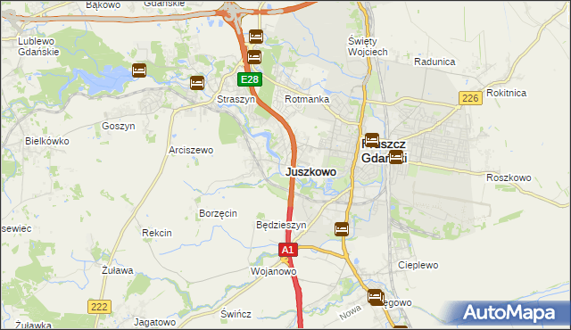 mapa Juszkowo, Juszkowo na mapie Targeo