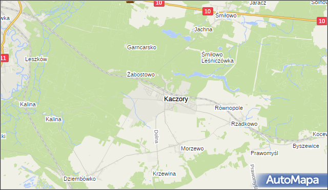 mapa Kaczory powiat pilski, Kaczory powiat pilski na mapie Targeo