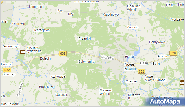 mapa Kadłubówka gmina Nowe Miasto, Kadłubówka gmina Nowe Miasto na mapie Targeo