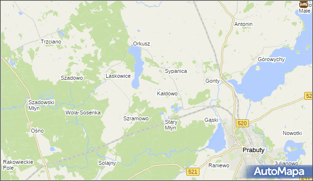 mapa Kałdowo gmina Prabuty, Kałdowo gmina Prabuty na mapie Targeo