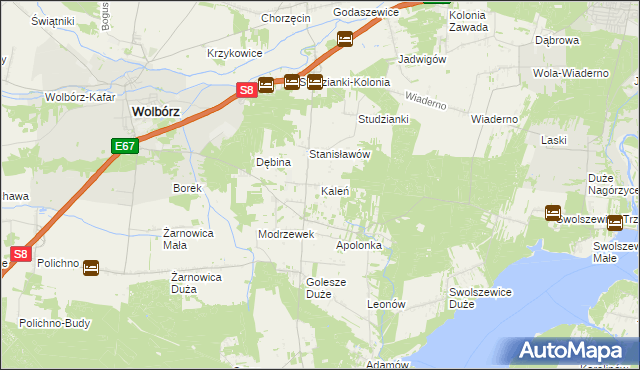 mapa Kaleń gmina Wolbórz, Kaleń gmina Wolbórz na mapie Targeo