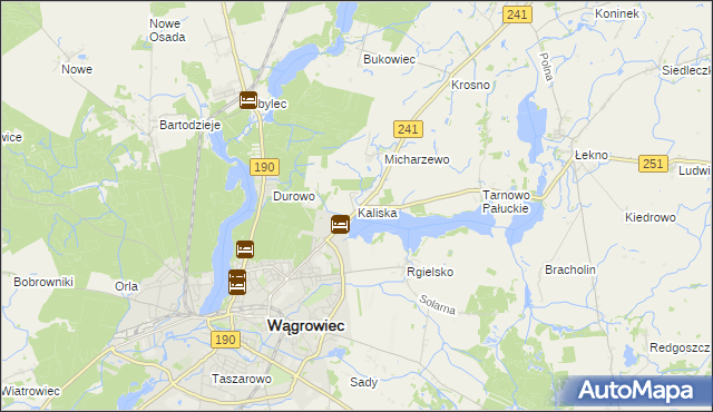 mapa Kaliska gmina Wągrowiec, Kaliska gmina Wągrowiec na mapie Targeo