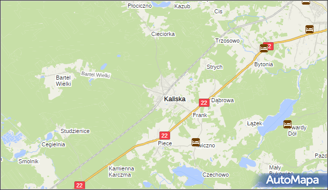 mapa Kaliska powiat starogardzki, Kaliska powiat starogardzki na mapie Targeo