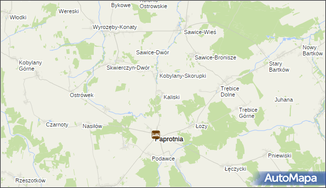 mapa Kaliski gmina Paprotnia, Kaliski gmina Paprotnia na mapie Targeo