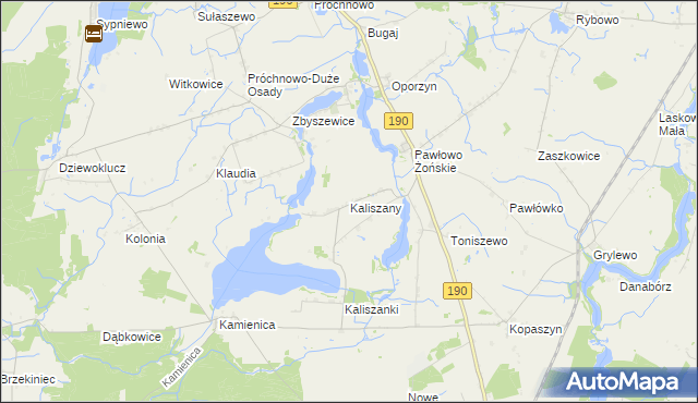 mapa Kaliszany gmina Wągrowiec, Kaliszany gmina Wągrowiec na mapie Targeo