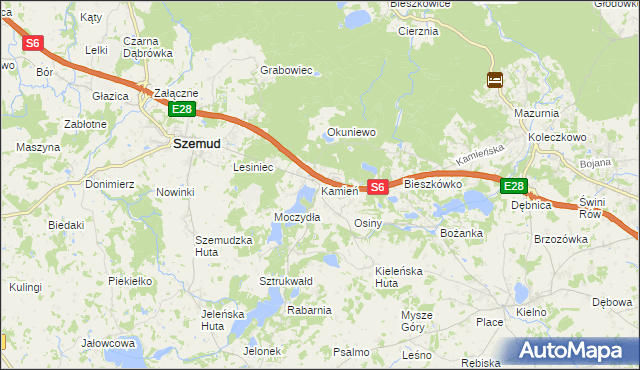 mapa Kamień gmina Szemud, Kamień gmina Szemud na mapie Targeo