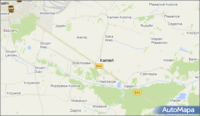 mapa Kamień powiat chełmski, Kamień powiat chełmski na mapie Targeo