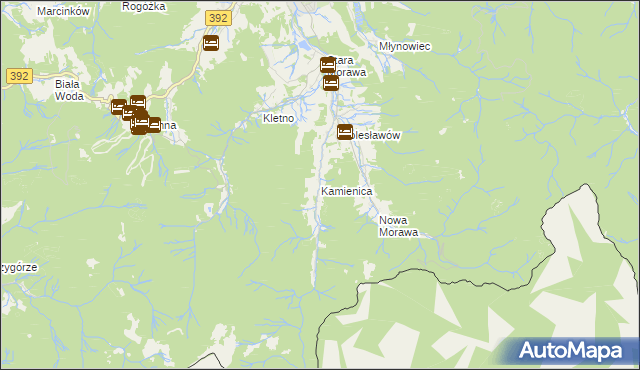 mapa Kamienica gmina Stronie Śląskie, Kamienica gmina Stronie Śląskie na mapie Targeo