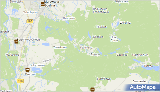 mapa Kamińsko gmina Murowana Goślina, Kamińsko gmina Murowana Goślina na mapie Targeo
