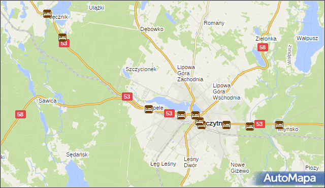 mapa Kamionek gmina Szczytno, Kamionek gmina Szczytno na mapie Targeo