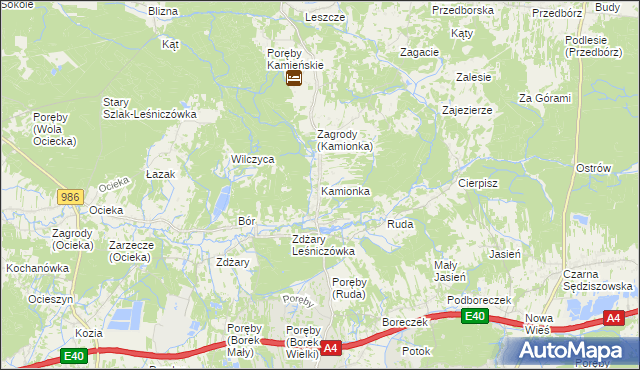 mapa Kamionka gmina Ostrów, Kamionka gmina Ostrów na mapie Targeo