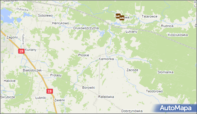 mapa Kamionka gmina Zabłudów, Kamionka gmina Zabłudów na mapie Targeo