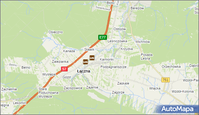 mapa Kamionki gmina Łączna, Kamionki gmina Łączna na mapie Targeo