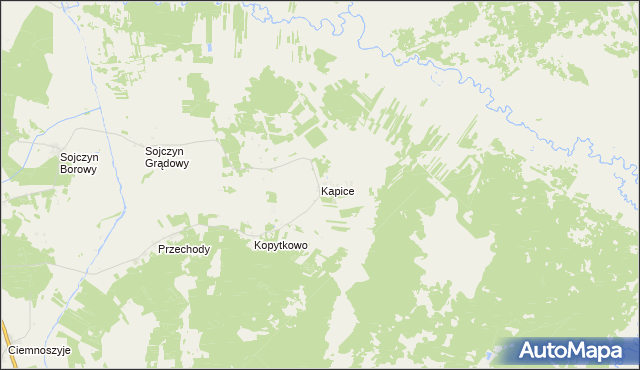 mapa Kapice gmina Grajewo, Kapice gmina Grajewo na mapie Targeo