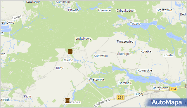 mapa Karłowice gmina Swarzędz, Karłowice gmina Swarzędz na mapie Targeo