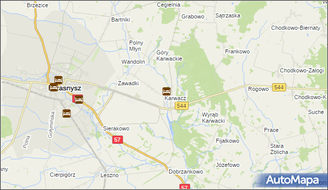 mapa Karwacz gmina Przasnysz, Karwacz gmina Przasnysz na mapie Targeo