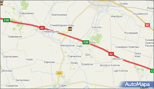 mapa Kąty gmina Słupca, Kąty gmina Słupca na mapie Targeo