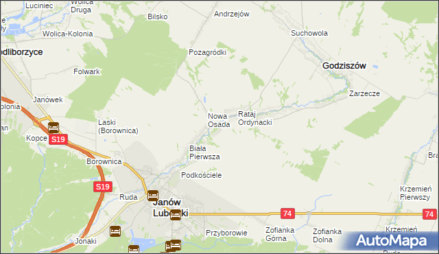 mapa Kawęczyn gmina Godziszów, Kawęczyn gmina Godziszów na mapie Targeo