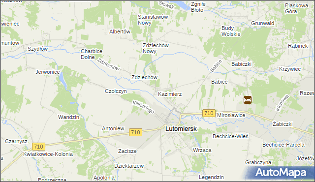 mapa Kazimierz gmina Lutomiersk, Kazimierz gmina Lutomiersk na mapie Targeo