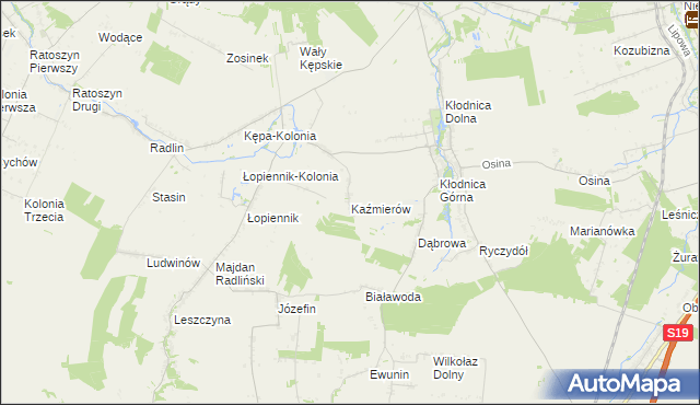 mapa Kaźmierów gmina Borzechów, Kaźmierów gmina Borzechów na mapie Targeo