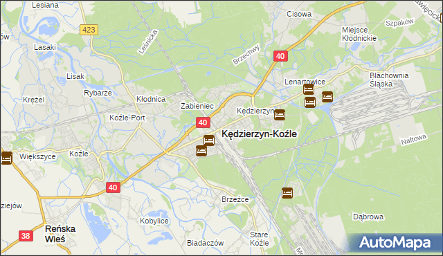 mapa Kędzierzyna-Koźle, Kędzierzyn-Koźle na mapie Targeo