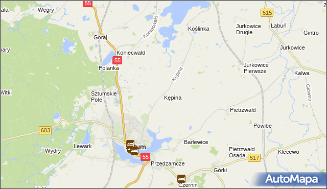 mapa Kępina gmina Sztum, Kępina gmina Sztum na mapie Targeo