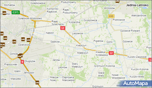 mapa Kiedrzyn gmina Gózd, Kiedrzyn gmina Gózd na mapie Targeo