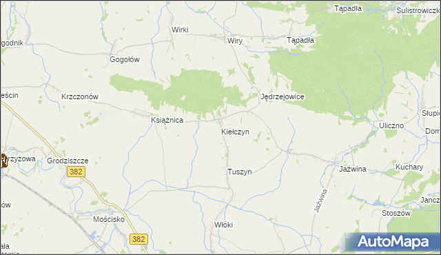 mapa Kiełczyn gmina Dzierżoniów, Kiełczyn gmina Dzierżoniów na mapie Targeo