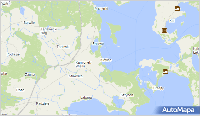 mapa Kietlice gmina Węgorzewo, Kietlice gmina Węgorzewo na mapie Targeo