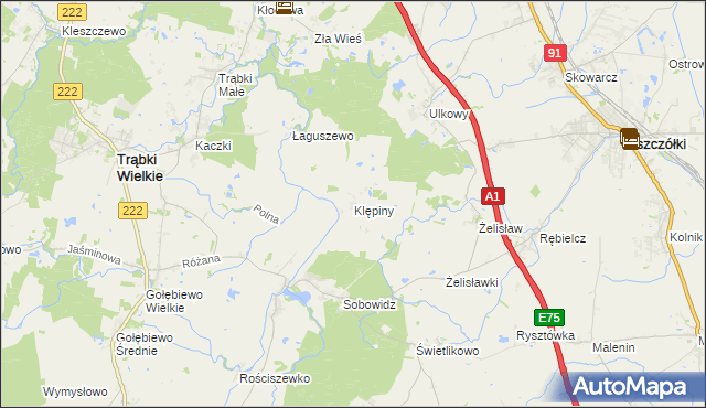 mapa Klępiny, Klępiny na mapie Targeo