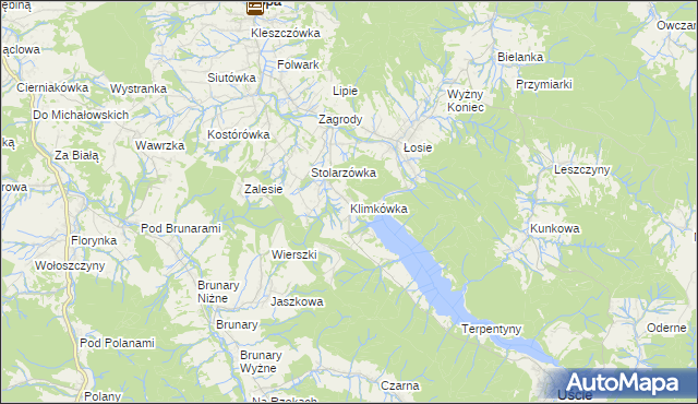 mapa Klimkówka gmina Ropa, Klimkówka gmina Ropa na mapie Targeo