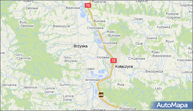 mapa Kłodawa gmina Brzyska, Kłodawa gmina Brzyska na mapie Targeo