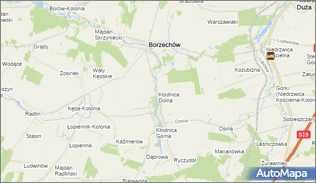 mapa Kłodnica Dolna, Kłodnica Dolna na mapie Targeo