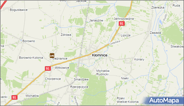 mapa Kłomnice, Kłomnice na mapie Targeo