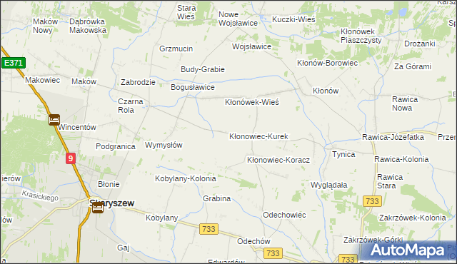 mapa Kłonowiec-Kurek, Kłonowiec-Kurek na mapie Targeo